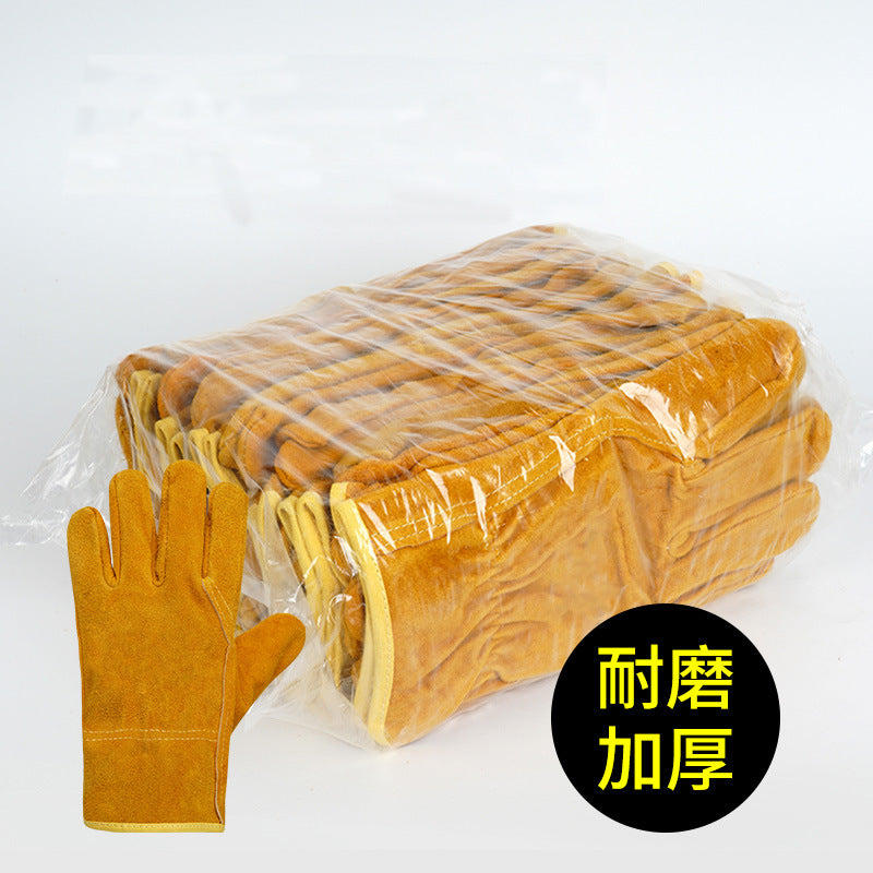 厂家批发 电焊手套牛皮挂里焊工手套焊工加长加厚 劳保手套