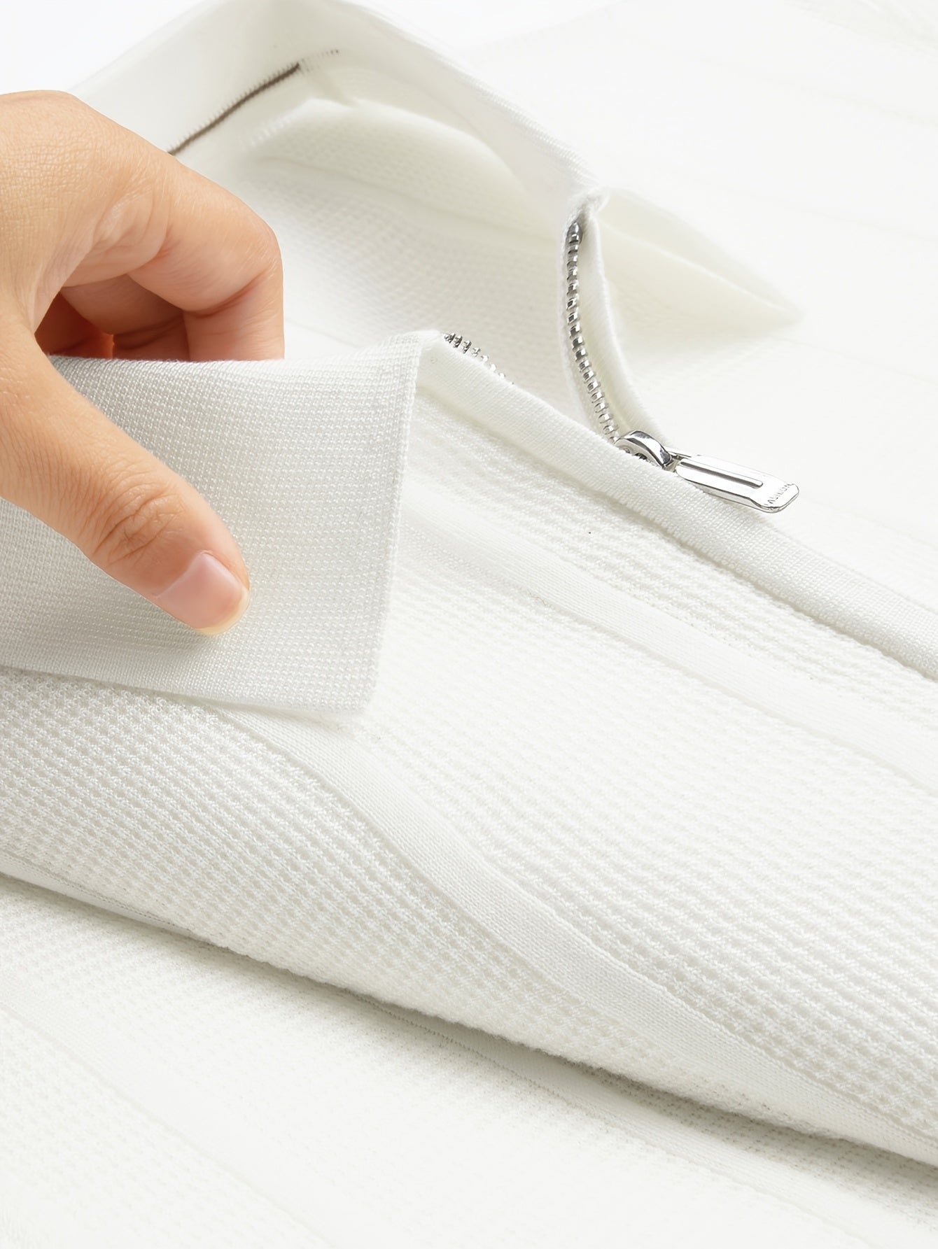 100% Tencel i Trodimenzionalno Teksturirana Reljefna Letnja Muška Polo Majica sa Polu-rajsferšlusom, Majica Kratkih Rukava, Lagani Luksuz Poslovni Kroj, Strukturirana i Stilizovana, Svestrana za , Sport i Zabave, Model K6210009686