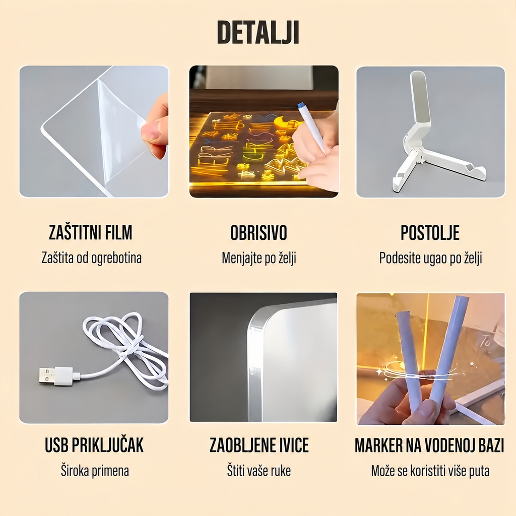 40 X 30 cm Ekstra Velika LED Tabla za Poruke sa Postoljem