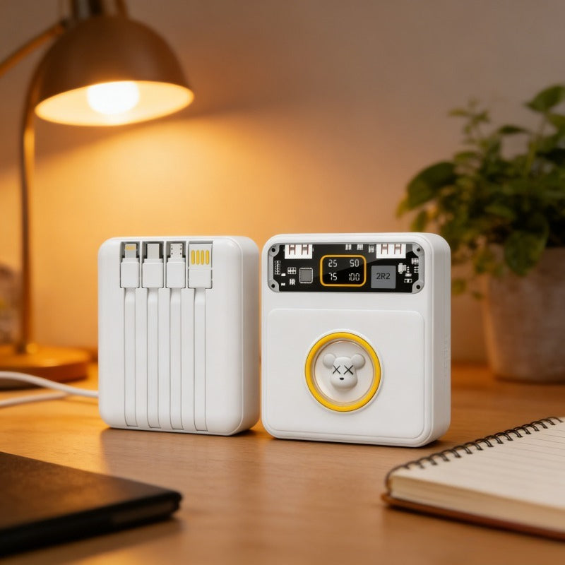 Prenosivi punjač 20000mAh, dizajn crtanog medveda KAWS sa 4-u-1 kablovima za iPhone/Android