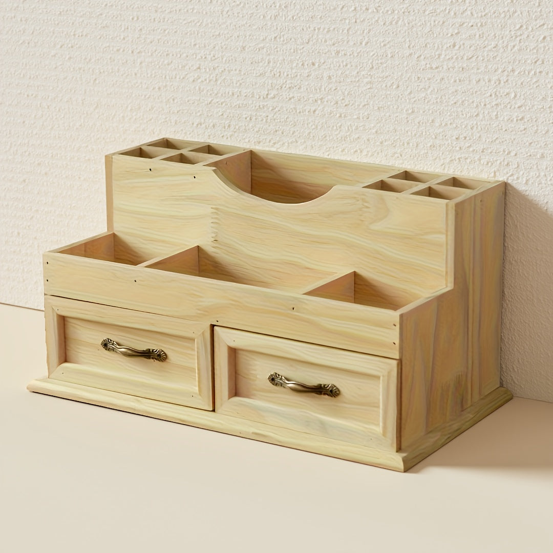 1pc Wooden Storage Organizer for Desktops Featuring Drawers, Ideal for Various Items, Perfect for The Living Room, Study, Or Bedroom, Designed in a Modern Minimalist Style