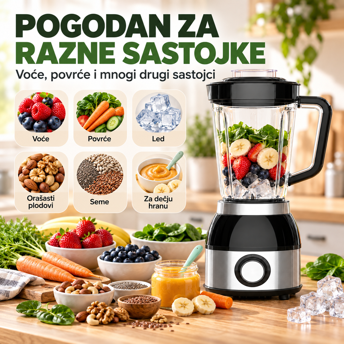 Multifunkcionalni blender 1.2L – za voće, povrće i pripremu napitaka