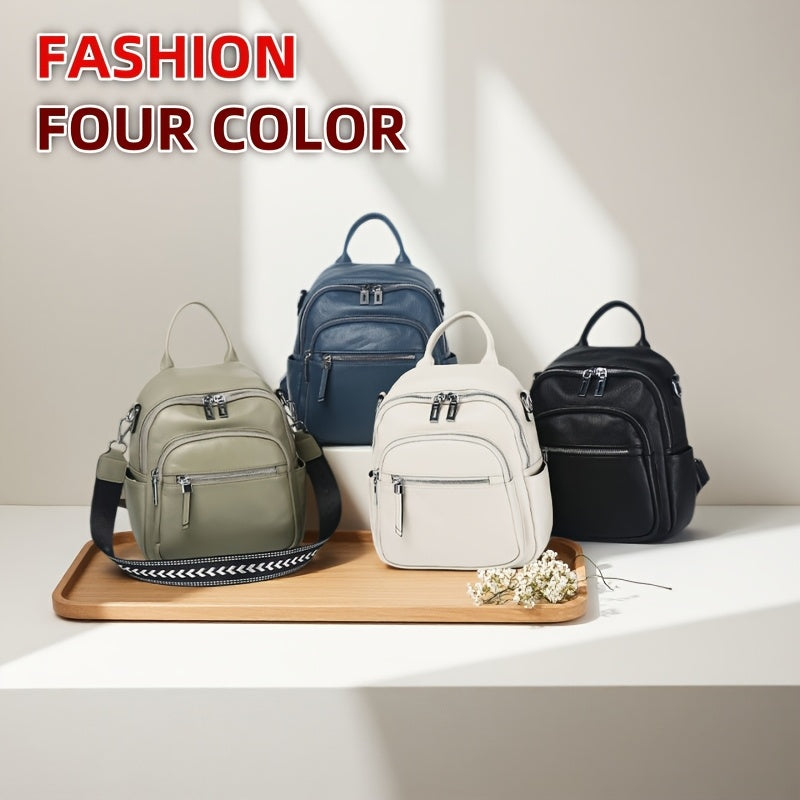 MEGEE Women's Backpack, Elegant Top-Grain Genuine Leather Backpack, Fashionable Niche Single-Shoulder Bag