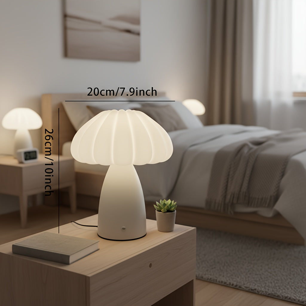 Francuska krem stona lampa, 3-boje zatamnjivanje na dodir, besplatan rođendanski poklon, USB punjenje, pogodna za spavaću sobu, noćna lampa, nordijska gljiva lampa, luksuzan vrhunski osećaj