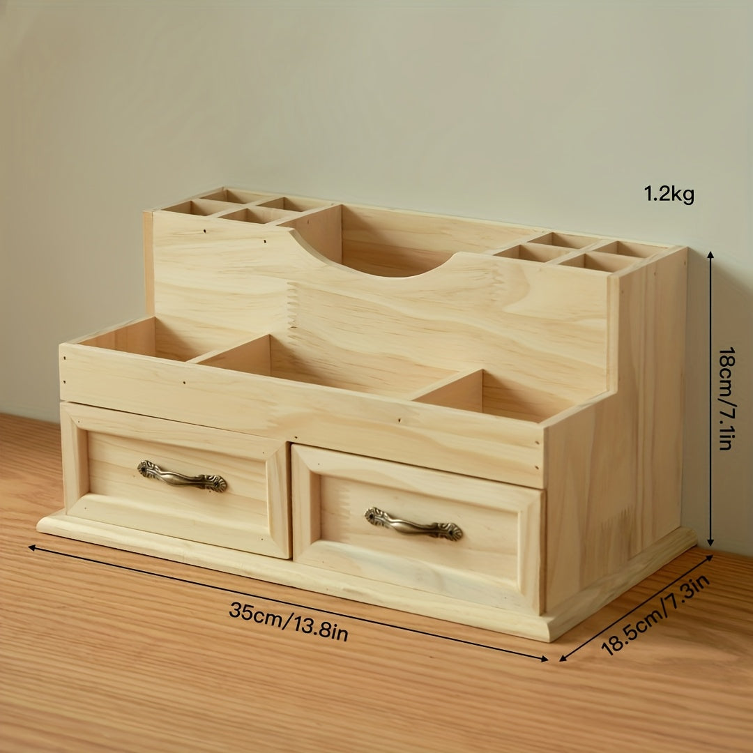 1pc Wooden Storage Organizer for Desktops Featuring Drawers, Ideal for Various Items, Perfect for The Living Room, Study, Or Bedroom, Designed in a Modern Minimalist Style