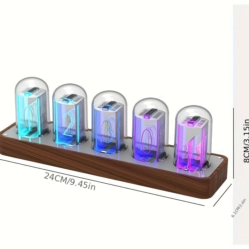 Modern Cityscape Desk Clock - Multifunctional Plastic Tabletop Decor with German-Inspired Design for Home & Office Nixie Tube Clock - Wi-Fi Enabled