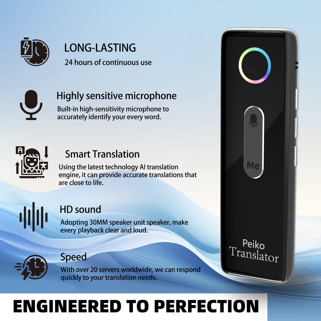 Portable Language Translator Device, Two-Way Instant Translator, APP Online Voice Translation, 136 Languages Supported, High Accuracy Translator Device for Travel Business Learning