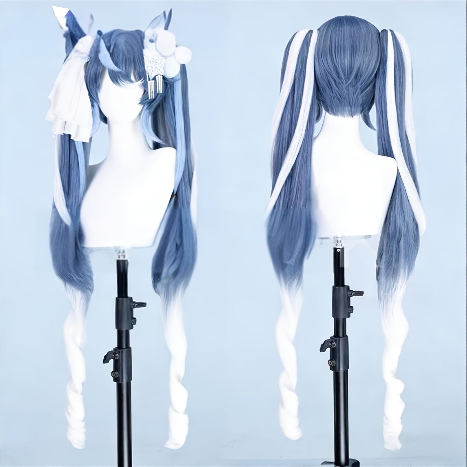 A Cosplay Wig Suitable for All Adults, Lolita Style, T-Color Partition Separate Double Ponytail with Large Waves, Easy to Style, Adds Hair Volume, Suitable for Holiday Outfits, Cosplay, And Daily Outings, Parties, And Gatherings