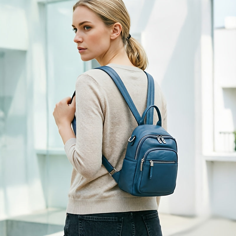 MEGEE Women's Backpack, Elegant Top-Grain Genuine Leather Backpack, Fashionable Niche Single-Shoulder Bag