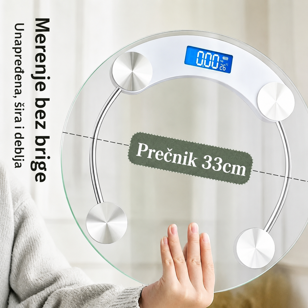 Okrugla elektronska vaga sa USB punjenjem