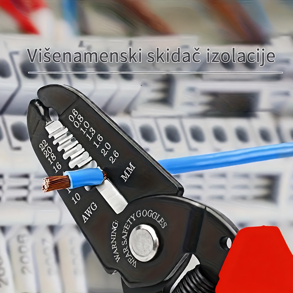 Profesionalna klešta za skidanje izolacije sa žicama sa crvenom drškom koja se lako drži
