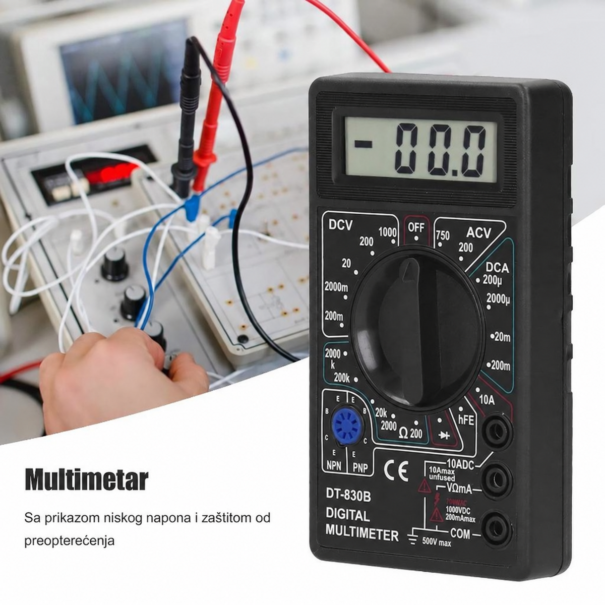 DT-830B Digitalni Multimetar, Ručni LCD Digitalni Multimetar, AC/DC Volti i Struja Otpor Merač sa Zaštitom od Preopterećenja za Kućno Električno Testiranje, Dostava u 3-5 Dana