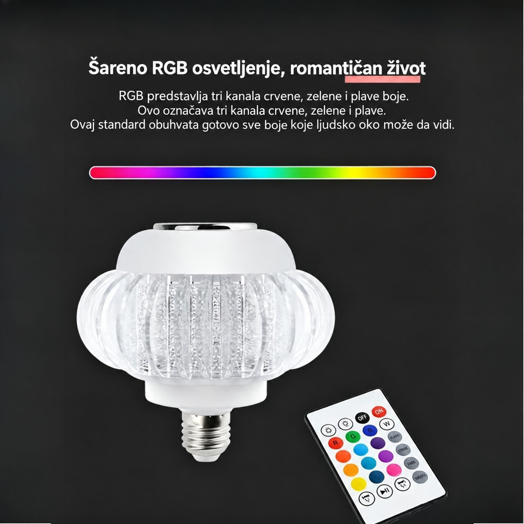 LED Bežična Sijalica Zvučnik, Daljinski Upravljač Višebojna Sijalica sa Zatamnjivanjem, Bežična Audio Muzička Lampa za Dekoraciju Spavaće Sobe, Bara, Rođendanske Žurke