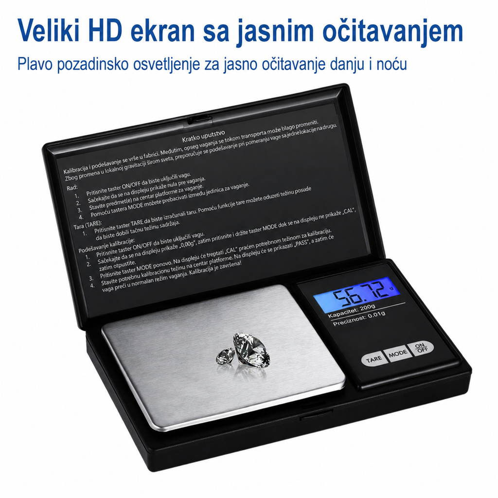 Visokoprecizna prenosiva elektronska vaga za nakit