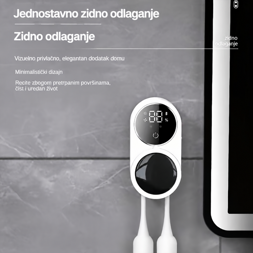 Pametni Držač za Dve Četkice za Zube, Automatska Indukciona Kutija za Dve Četkice za Zube, Za Sve Sezone, Lako Skladištenje, Pametno Automatsko Otvaranje i Zatvaranje Indukcijom, Grijana Četkica za Zube sa Dva Slota za Sušenje na Vazduhu, Prenosivi Punjiv