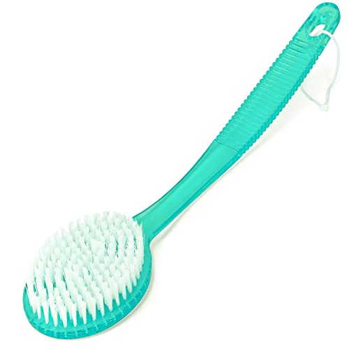 DecorRack Bath Brush with Bristles, Long Handle for Exfoliating Back, Body, and Feet, Bath and Shower Scrubber, Pink (1 Pack)