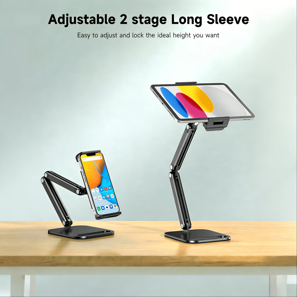 Stalak za tablet od 11,94cm do 46,99cm za iPad, mobilni telefon i tablet, aluminijumski držač za tablet sa više uglova, čvrsta metalna baza za sto, podesivi držač za tablet sa rotacijom od 360 stepeni