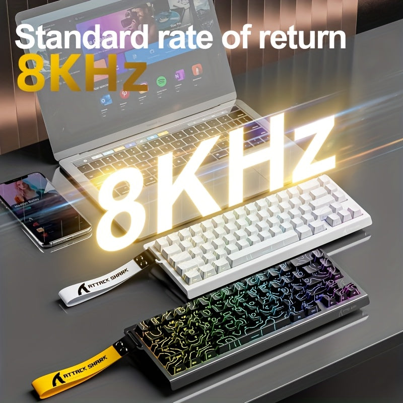 8K Hz Ultra-Fast Response ATTACK SHARK X68 HE Mechanical Gaming Keyboard - 0.01mm RT Precision + RGB Dynamic Lighting, Win/Mac Dual System Compatible, Ergonomic Wired Keyboard with USB Cable & Keycap Puller