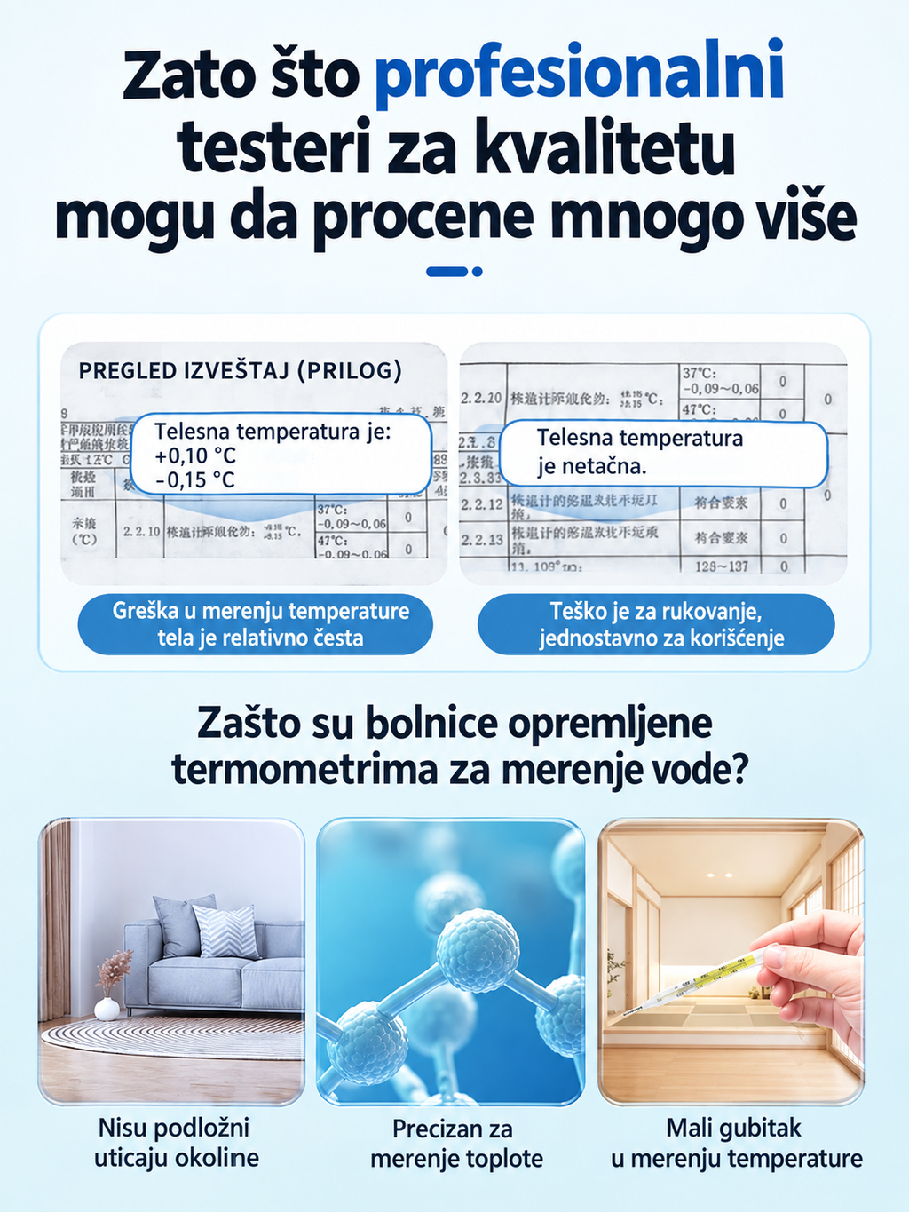 Precizni živin termometar sa velikom skalom