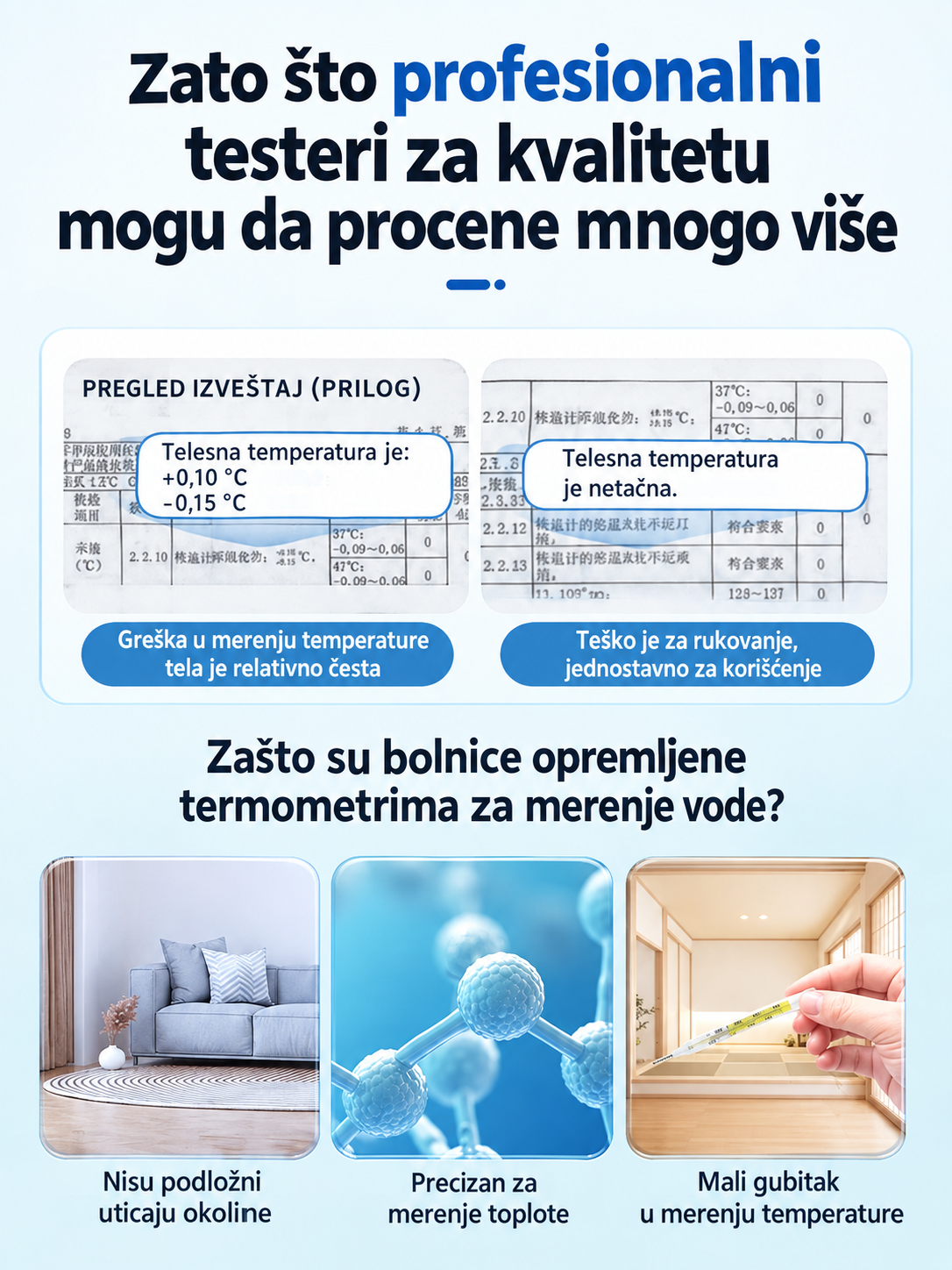 Precizni živin termometar sa velikom skalom