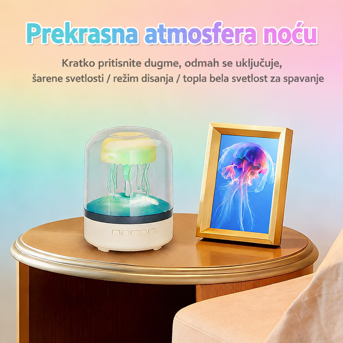 Luminisana kreativna RGB lampa 4. generacije u obliku meduze, desktop subwoofer sa belim šumom i Bluetooth zvučnikom