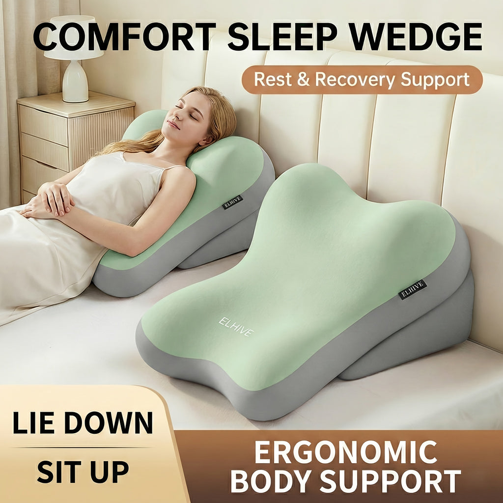 Care Cushion, Turning Aid, Memory Foam Back Support Cushion for Sitting up in Bed, 2pcs Set of Adjustable Bed Wedge Pillows, Suitable for Comfortable Reading Support for the Back and Neck, Multifunctional Lumbar Cushion for Gaming and Relaxation