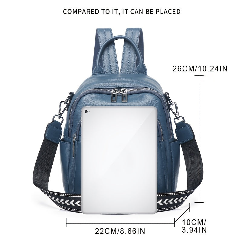 MEGEE Women's Backpack, Elegant Top-Grain Genuine Leather Backpack, Fashionable Niche Single-Shoulder Bag