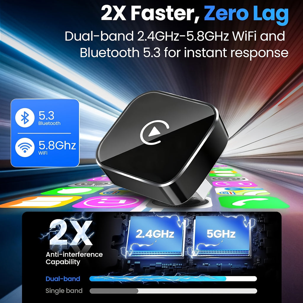 Wireless Adapter Convert Wired to Wireless for Carplay Android Auto Upgrade Plug And Play, Small Size, Fast And Stable Connection