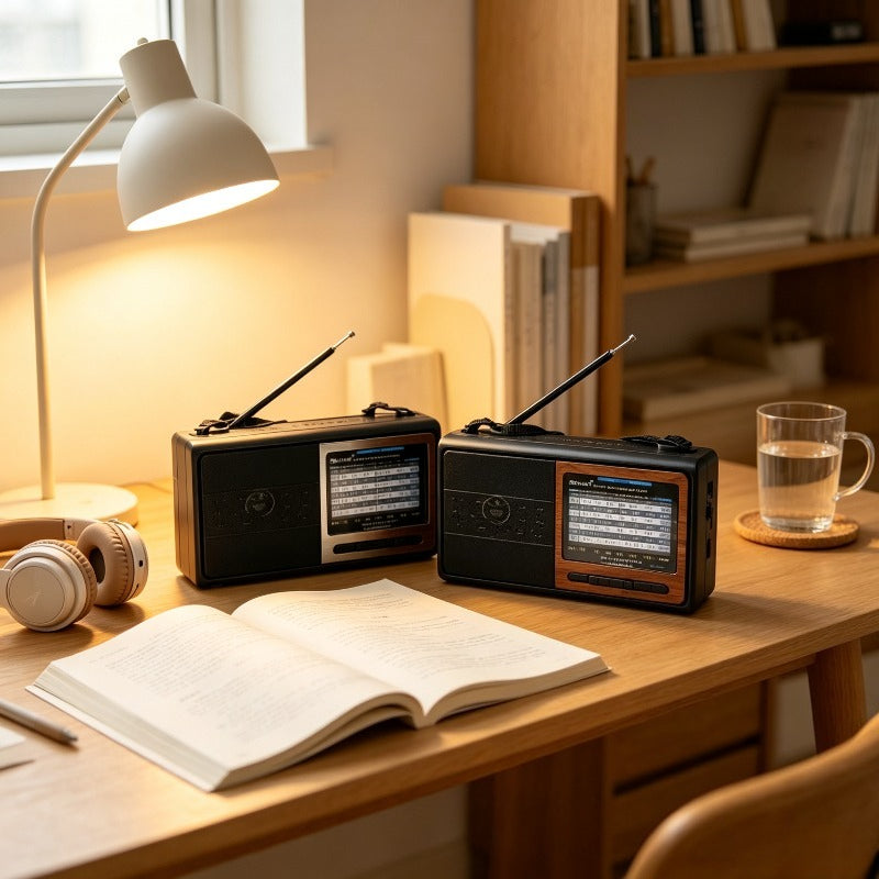 Retro radio sa više frekvencija i teksturom drveta, prijemnik visoke osetljivosti sa teleskopskom antenom, prenosivi uređaj za emitovanje za starije osobe, nasumična boja