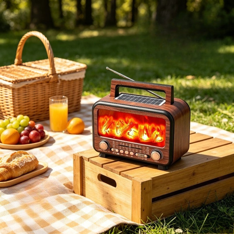 Retro radio sa izgledom prirodnog drveta i dinamičkim svetlosnim efektima