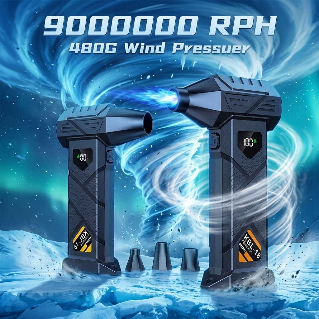 9000000RPH 3-in-1 High-Power Wind Snow Blower/Snow Remover, Portable Turbine Jet Blower, USB-C Fast Charging, 6-Speed Powerful Wind Speed Adjustment, Suitable for Dust Removal (Car/Computer), Snow Pile Clearing, and Leaf Blowing, Cooling