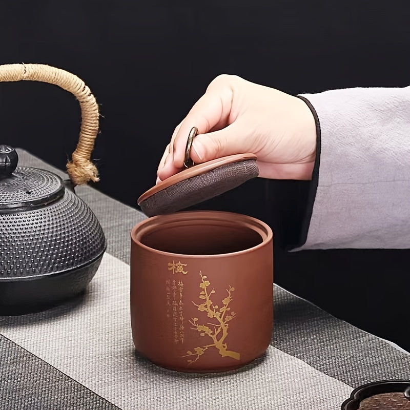4 Exquisite Purple Clay Tea Caddies, Coarse Pottery Sealed Cans. Store Tea, Coffee, Candy, Etc., Home Life Decoration Ornaments, a Good Gift