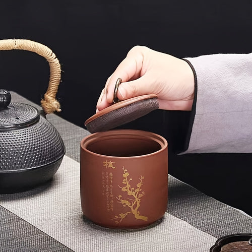 4 Exquisite Purple Clay Tea Caddies, Coarse Pottery Sealed Cans. Store Tea, Coffee, Candy, Etc., Home Life Decoration Ornaments, a Good Gift