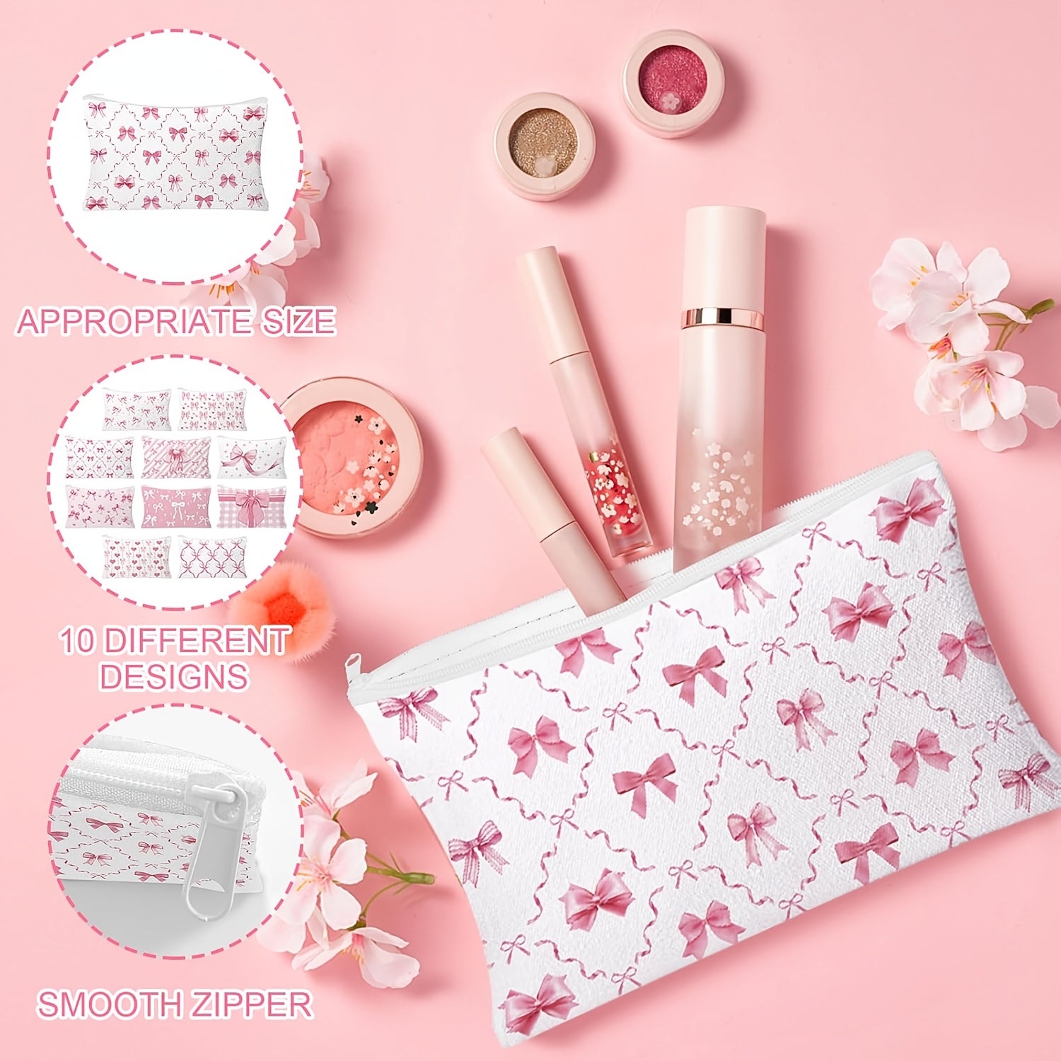 30pcs Blue Bow Makeup Bags Suitable for Women - Coquette Bow Cosmetic Pouches with Preppy Bows, Travel Toiletry Organizers, Wedding Favors for Bridesmaids, Mothers, Party Supplies (Multicolor)