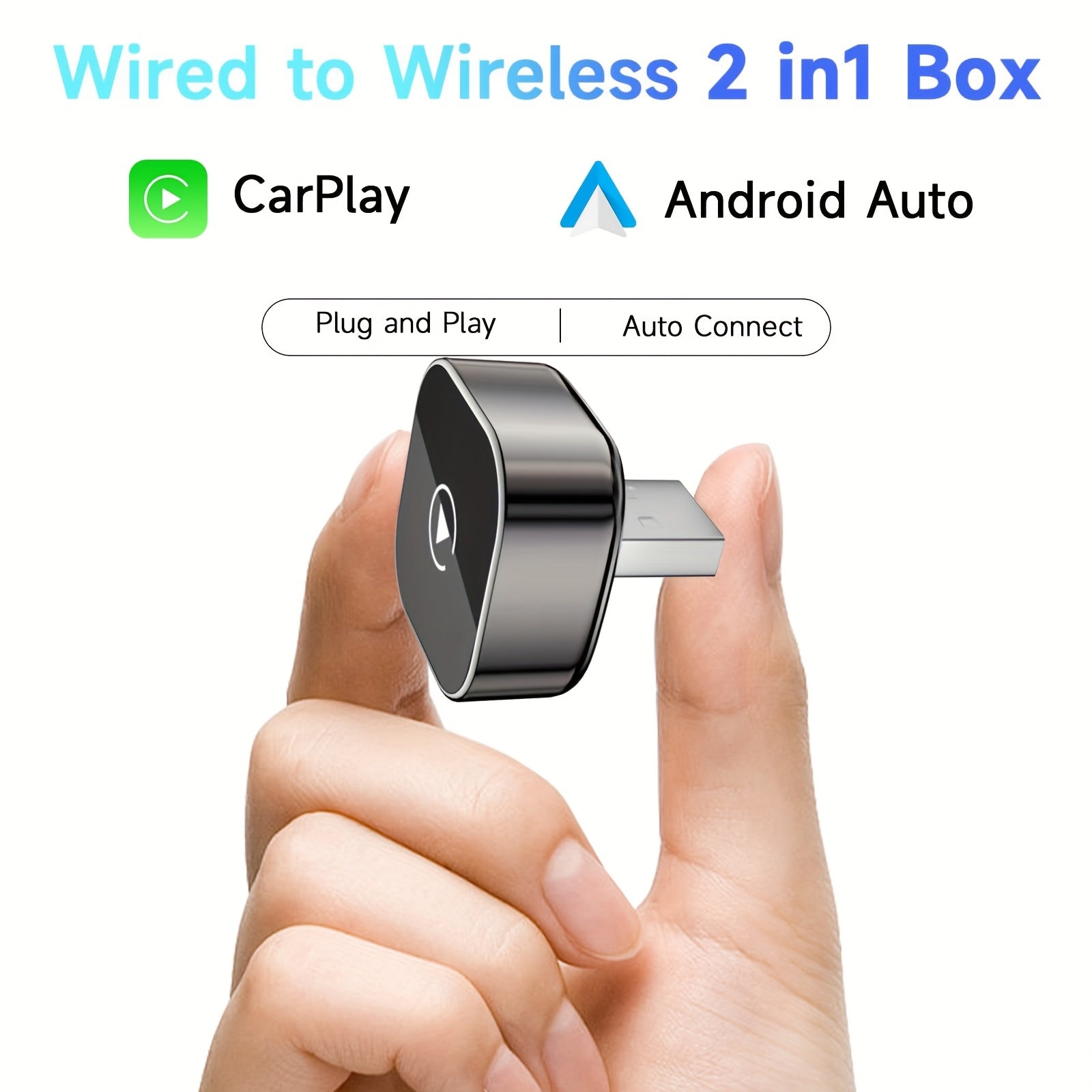 Wireless Adapter Convert Wired to Wireless for Carplay Android Auto Upgrade Plug And Play, Small Size, Fast And Stable Connection