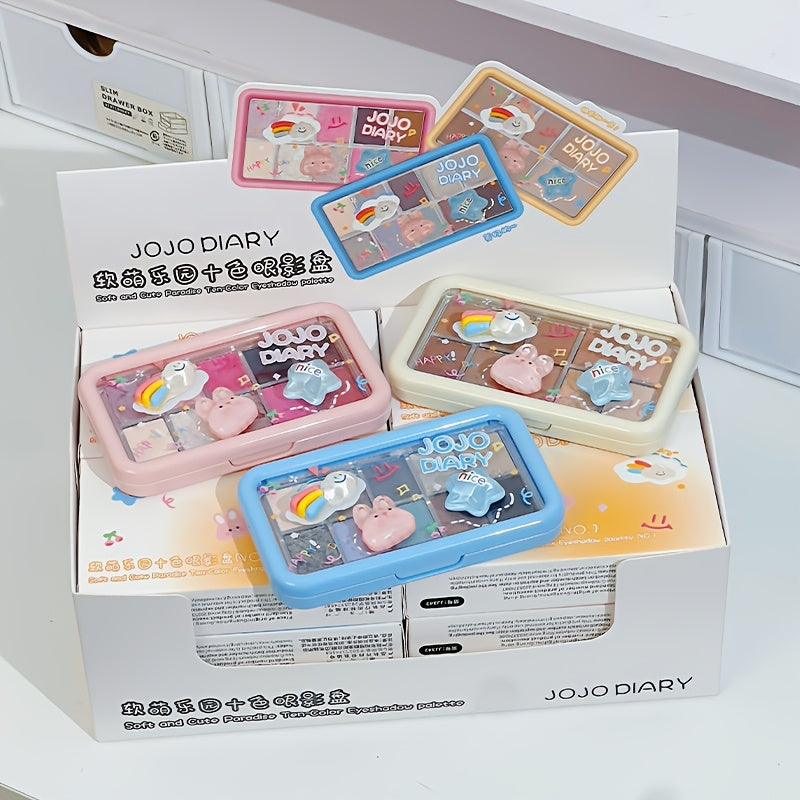 JOJO DIARY 12 kom/Set Paleta senki za oči 10 boja - Prirodne braon, roze & plave nijanse, mat & svetlucavi finiš, dugotrajni pigmentovani set šminke za žurke, svakodnevno, Dan zaljubljenih, poklon za Majčin dan, idealan set za poklon