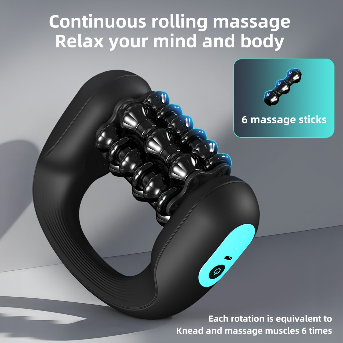 Electrict Handheld Percussion Massage Roller for Full-Body, Rechargeable Portable Rolling Massager with Base, Deep Tissue Muscle & Fascia Relaxation for Shoulder/Neck/Full Body