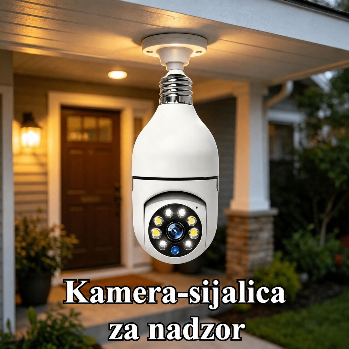 Plug & Play E27 Kamera u Obliku Sijalice sa Pan/Tilt Rotacijom, Bežični Sistem, Dvosmerni Audio & Detekcija Pokreta, Pogodna za Kućni Nadzor, Uređaj za Daljinsko Praćenje, Instalacija za Plafonjere/Zidne/Viseće Svetiljke