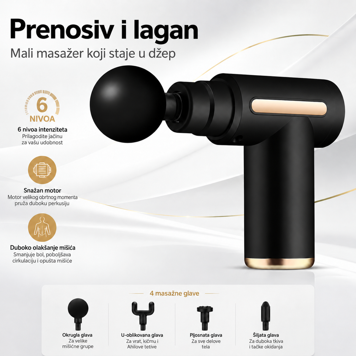 Prenosivi USB punjivi masažer – uređaj za masažu mišića i fascije