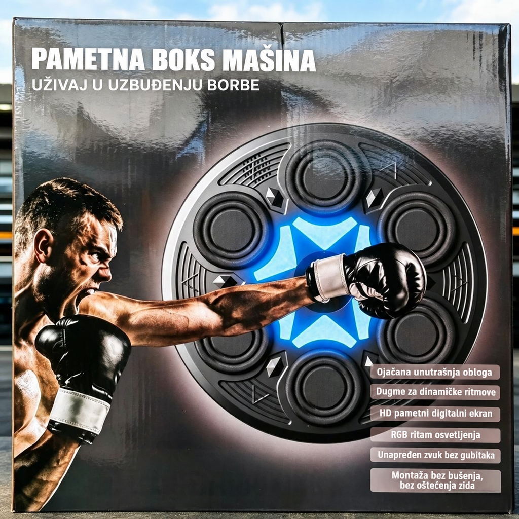 Pametna bokserska mašina sa sistemom za trening ritma muzike i rashladnim peškirom - Instalacija bez probijanja, pogodna za kućnu teretanu, opremu za fitnes u zatvorenom, trener reakcije, prenosivi uređaj za udaranje u metu