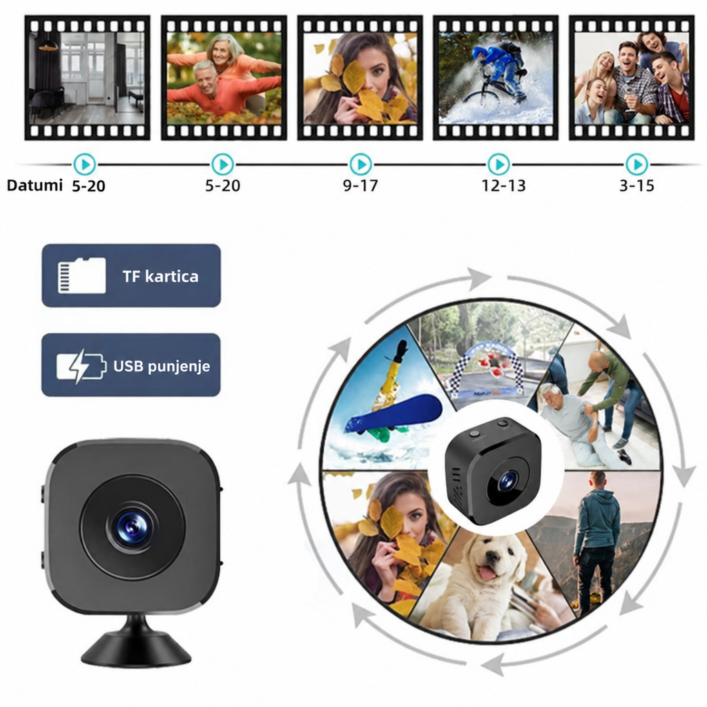 Lokalno Skladište Mini Bežična Nadzorna Kamera 1080P Prenosivi Daljinski Monitor za Dom, Slučajno Crna ili Bela Boja isporučuje se