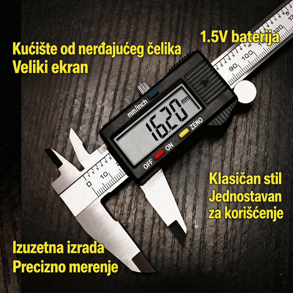 Elektronski digitalni kljunasti šubler, digitalni šubler, kljunasti šubler, visoke preciznosti, izrađen od karbonskih vlakana i kućišta od ugljeničnih vlakana