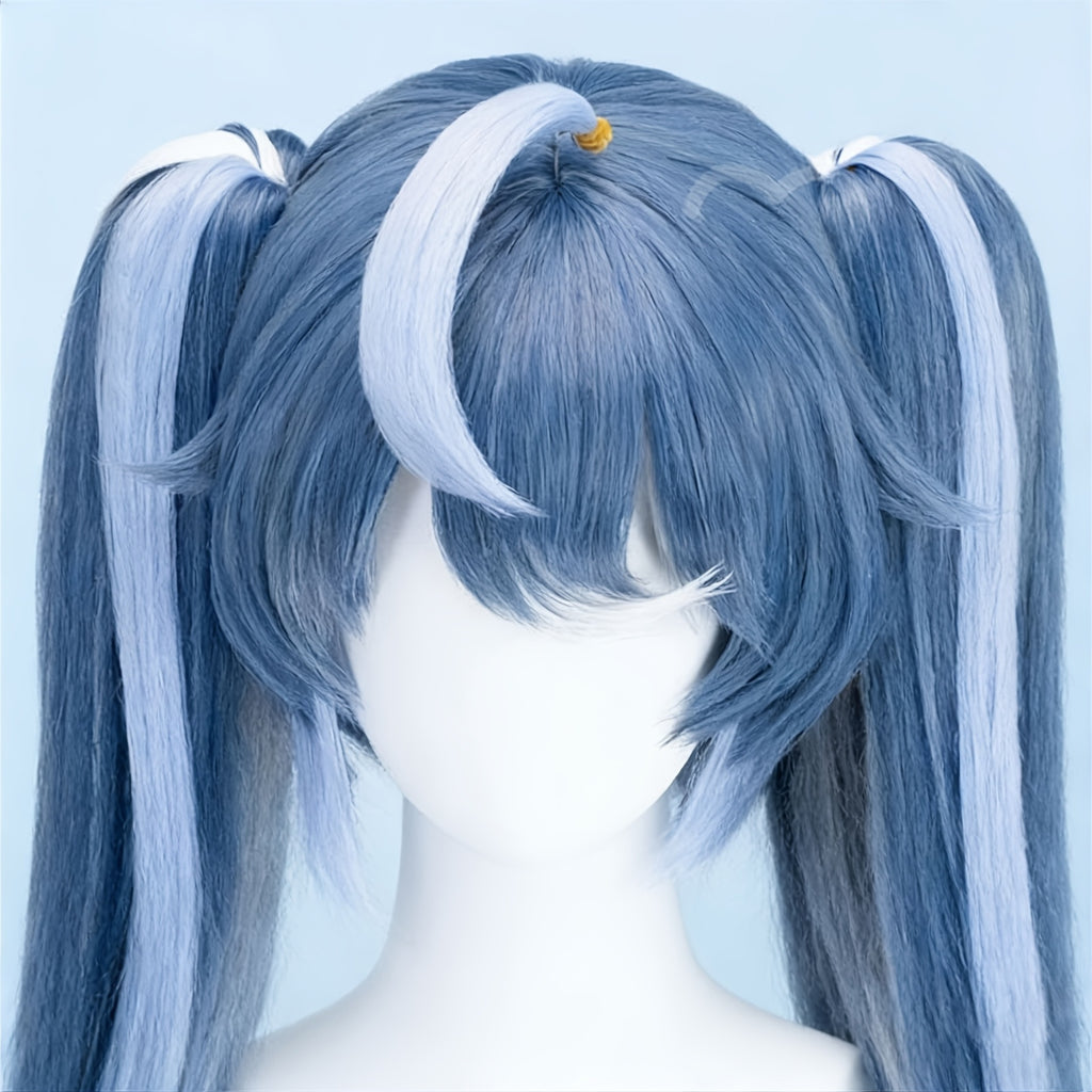 A Cosplay Wig Suitable for All Adults, Lolita Style, T-Color Partition Separate Double Ponytail with Large Waves, Easy to Style, Adds Hair Volume, Suitable for Holiday Outfits, Cosplay, And Daily Outings, Parties, And Gatherings