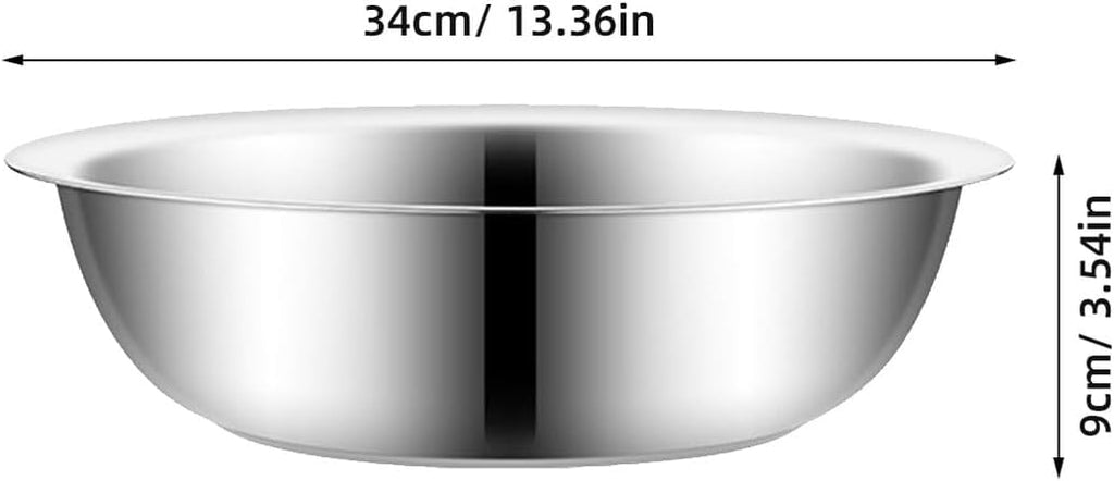 PRETYZOOM Metal Mixing Bowls Stainless Steel Basin 13 Inch Large Mixing Bowl Portable Dish Tub Foot Soak Tub Washtub Dishpan for Kitchen Bathroom