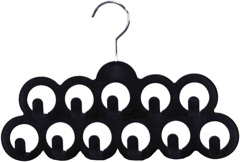 Velvet Scarf Storage Organizer for Closet (Pack of 3), Black | by Home Basics | Scarf Holder for Scarves and Ties | Slim Scarf Hangar Useful for Belts and Jewelry