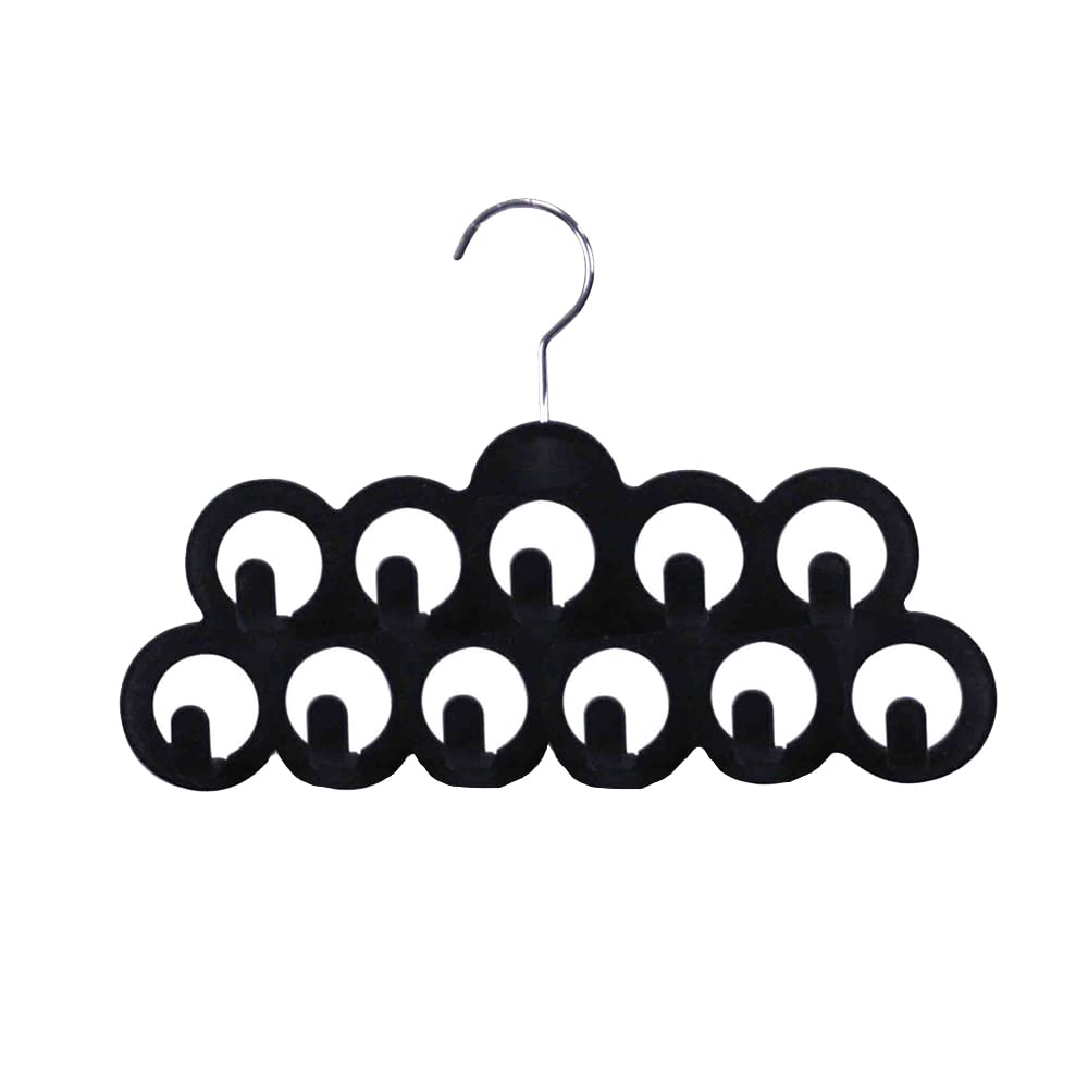 Velvet Scarf Storage Organizer for Closet (Pack of 3), Black | by Home Basics | Scarf Holder for Scarves and Ties | Slim Scarf Hangar Useful for Belts and Jewelry