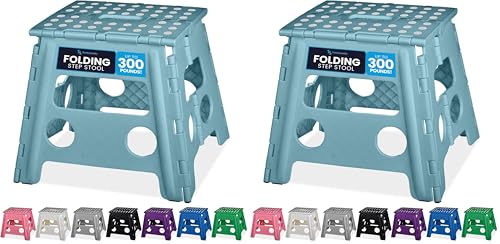 Handy Laundry Folding Lightweight Step Stool - Sturdy Enough to Support Adults - Opens Easy with One Flip - Great for Kitchen, Bathroom or Bedroom (Grey - 13 inch)