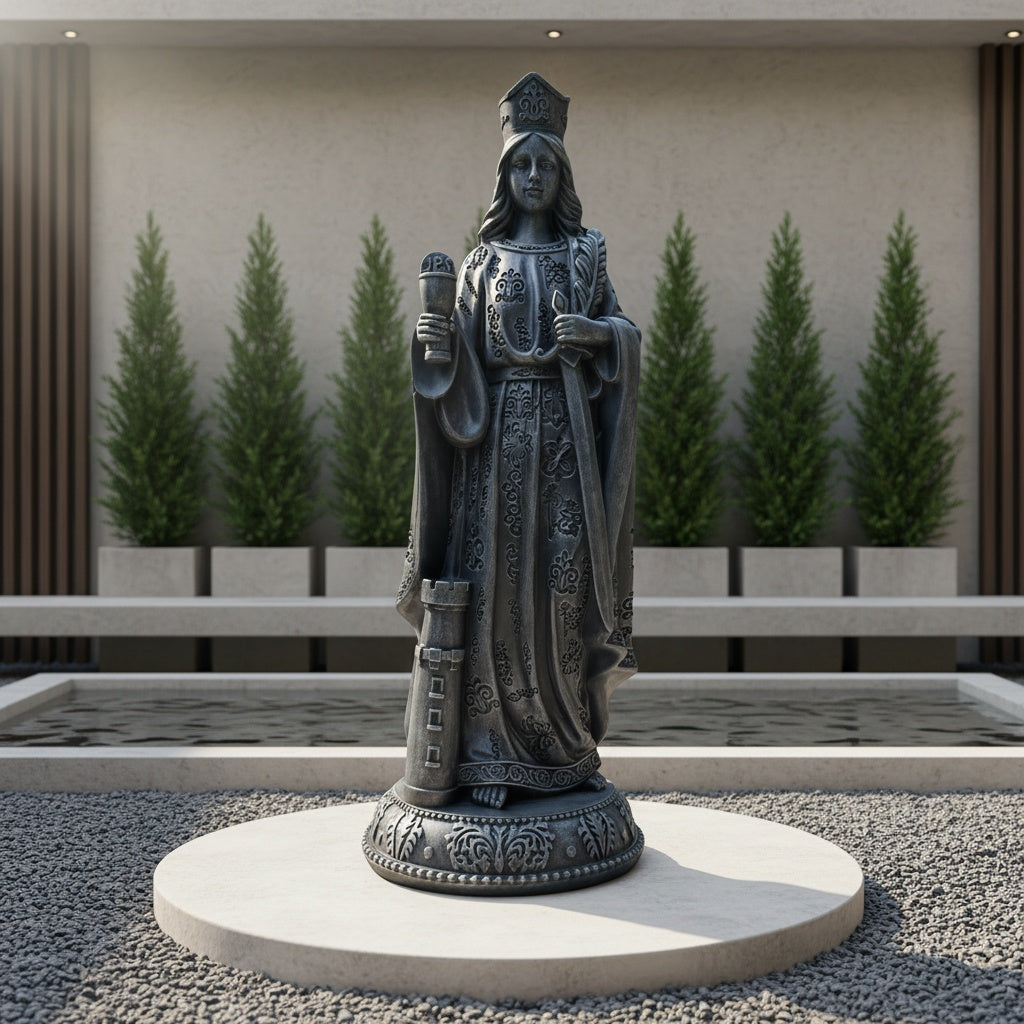Statua Santa Barbare za spoljašnju upotrebu visoka 18 inča, izrada od smole, ne zahteva električnu energiju, elegantan dekor za baštu, vilu, predvorje hotela, kancelariju