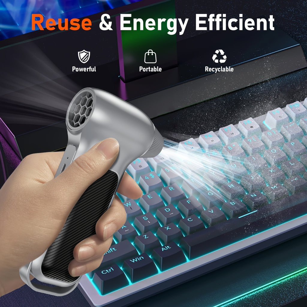 BILOLLY Turbo Duvač Prašine, 150.000 RPM Ventilator sa Kompresorom Vazduha Jačine Uragana, Brushless Motor Visokih Performansi, Baterija od 8000mAh Ultra-Duga Izdržljivost, Idealan za Uklanjanje Prašine sa Elektronskih Uređaja, Čišćenje Automobila i Palje
