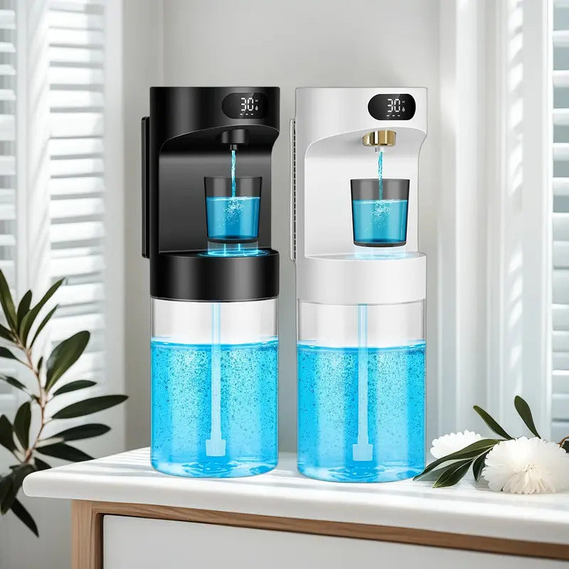 Automatski pametni dozator za ispiranje usta, bezkontaktna magnetska kontrola protoka na 4 nivoa, veliki kapacitet 600ml/21.12oz, zidni dizajn bez potrebe za bušenjem, idealan za čuvanje svih vrsta kupatilskih potrepština